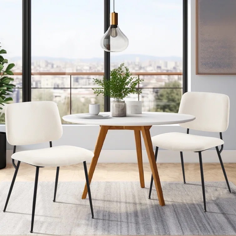 Courbevoie Upholstered Split Curved Back Metal Dining Side Chairs (Set of 2)