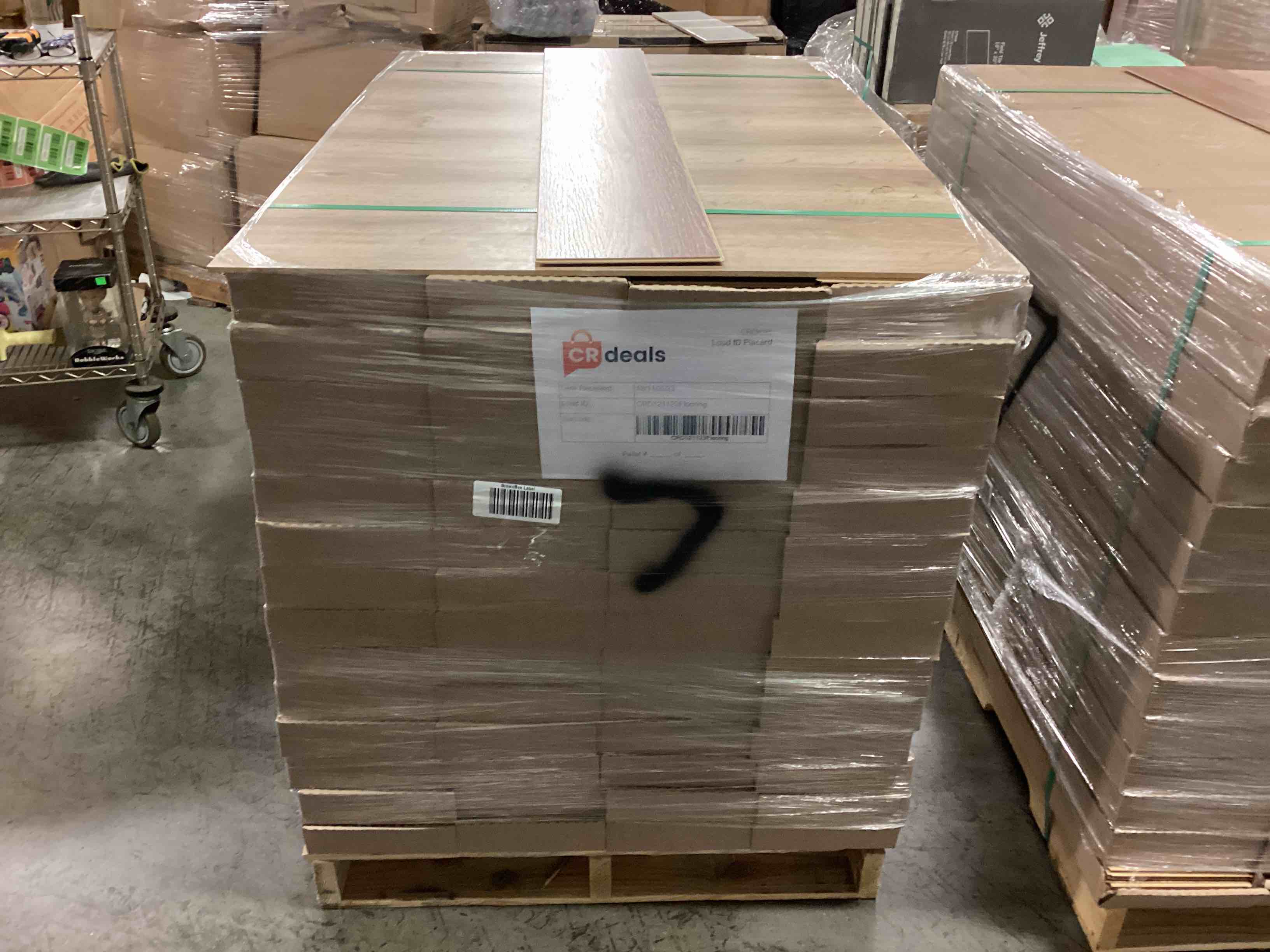 56 boxes and 7 5/8 x 50 3/4 laminate flooring. 1354.39 ft.² your b.i.d. per square foot.