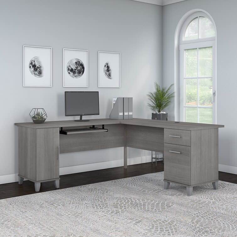 Anousha 72W L Shaped Desk With Storage In Storm Gray (incomplete, Piece 2)
