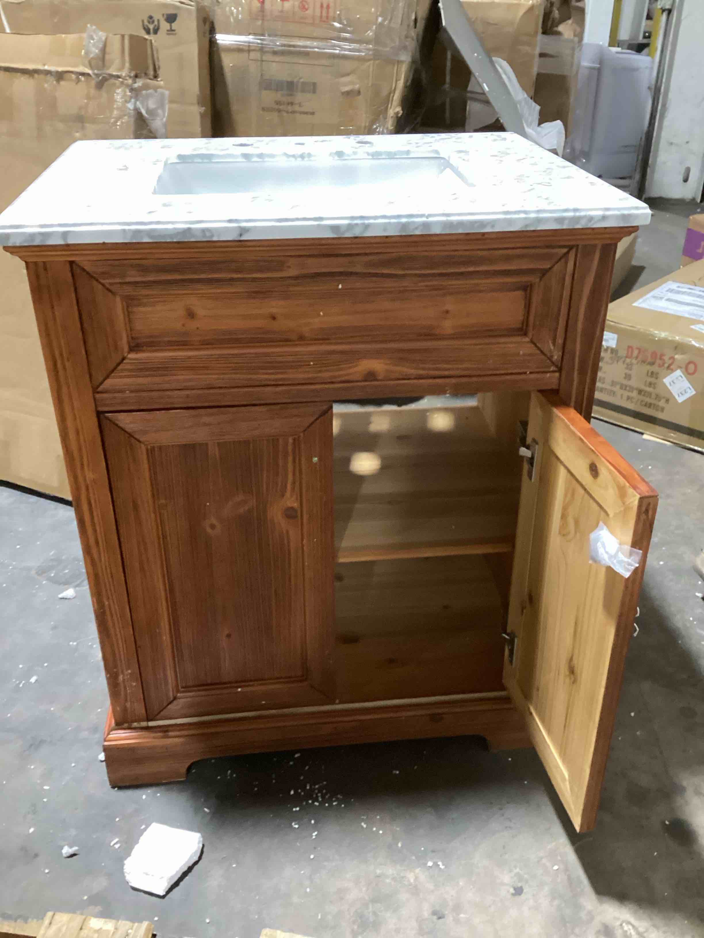 Claireville 30'' Free Standing Single Bathroom Vanity with Marble Top