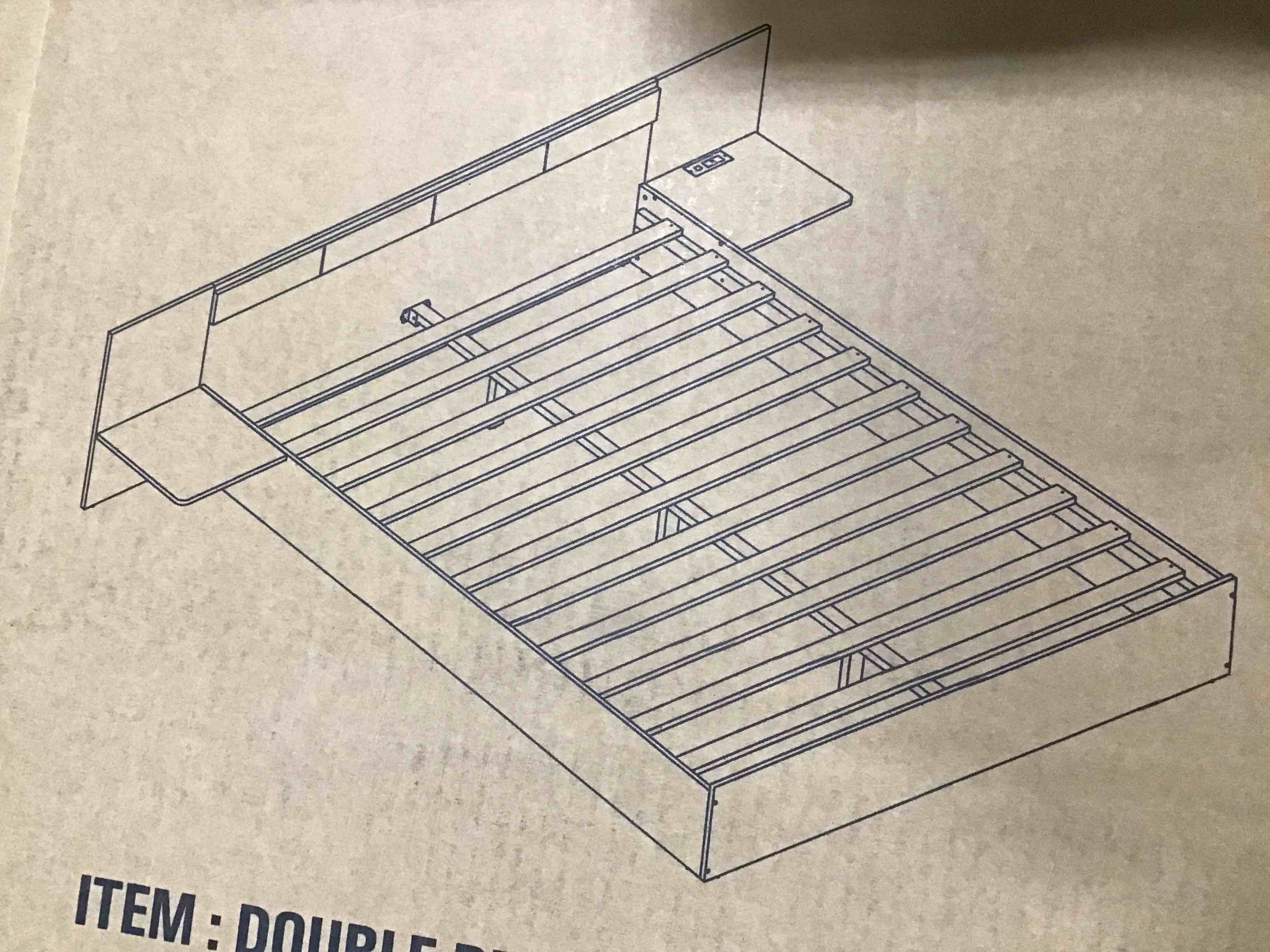 double platform bed with shelf nightstands *incomplete,box 2/2 only*