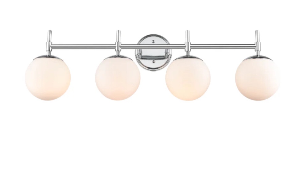 4 light bathroom vanity light silver with dome glass shades RV355-230814-0001 (similar to stock photo)