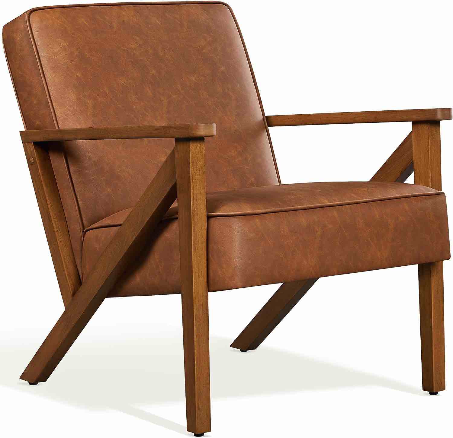 Yaheetech Accent Chair, Armchair with Strong Wood Frame