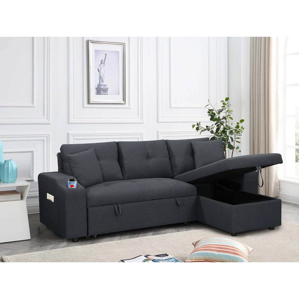 Sectional Sofa with Pulled Out Bed SF2035DGY (similar to stock photo) ( 3 boxes for pickup)