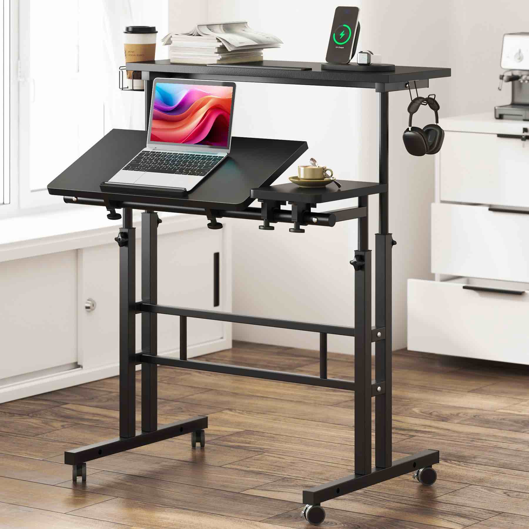 soges Rolling Standing Desk, Height Adjustable 10CZZS101-2BK