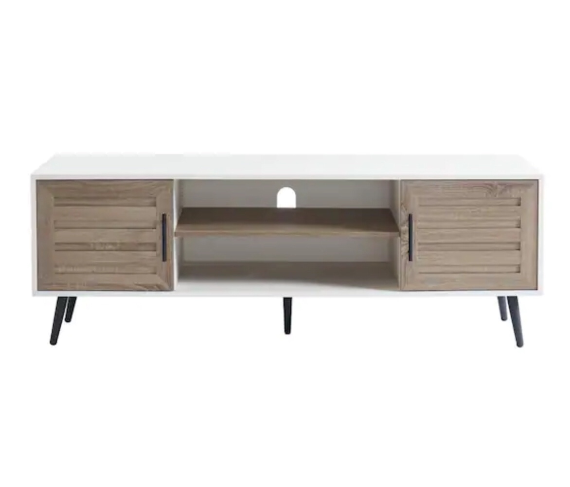 59 in. TV Stand For Tvs Up To 70 in. White Walnut HSP-4025-WHW
