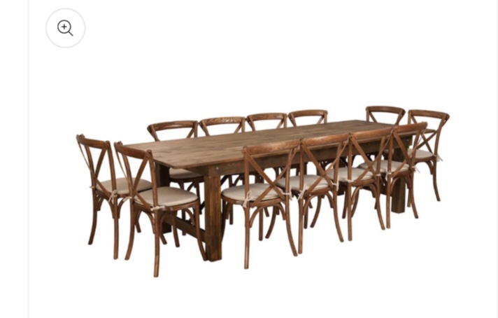 HERCULES Series 9' x 40'' Folding Farm Table Set with 12 Cross Back Chairs and Cushions