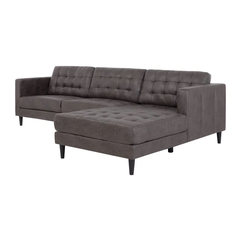 Spain 112" Wide Faux Leather Sofa & Chaise ( Incomplete sofa only) 