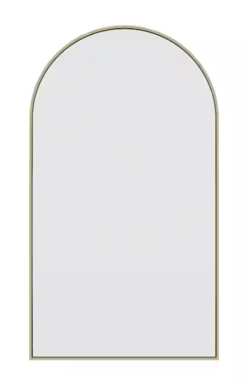 48 in. W x 83 in. H Arch Leaner Dressing Stainless Steel Framed Bathroom Vanity Mirror in Satin Brass