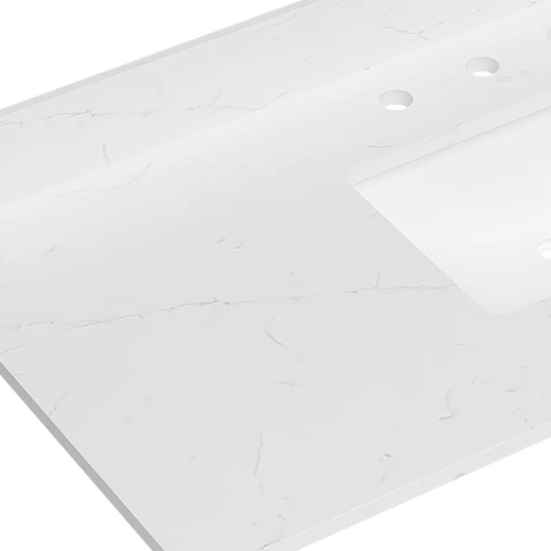 49'' Quartz Single Vanity Top with Sink and Faucet Holes