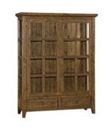 Tuscan Retreat® Display Cabinet 2 Doors 2 Drawers with Clear Glass - Antique Pine