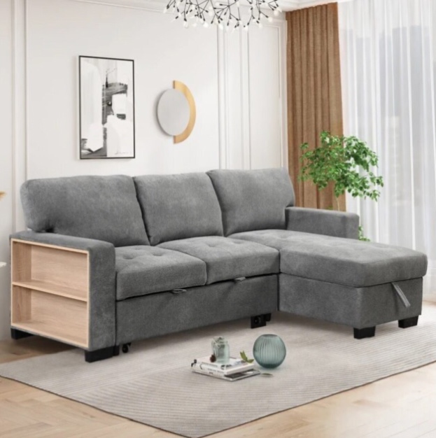 Gray Chaise Lounge Sectional with Storage WF304307AAE (incomplete box 2 only)