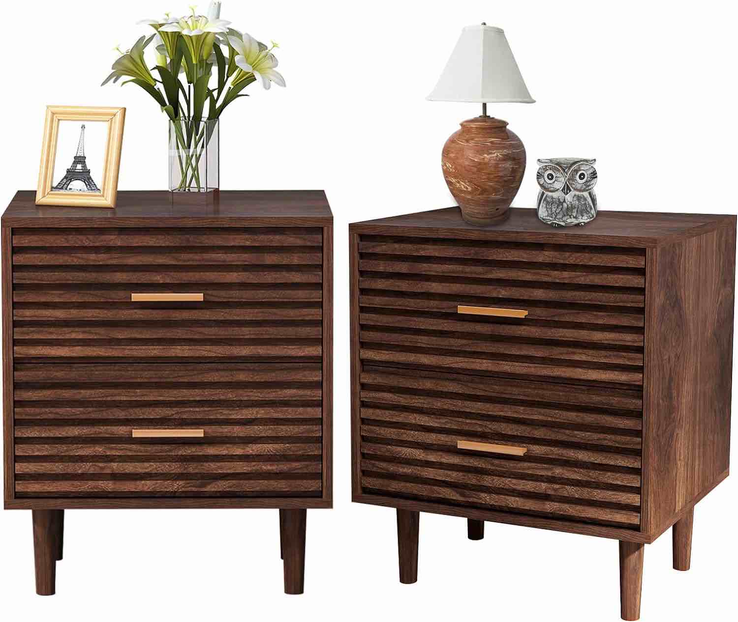 Nightstands Set of 2 End Table with 2 Drawers