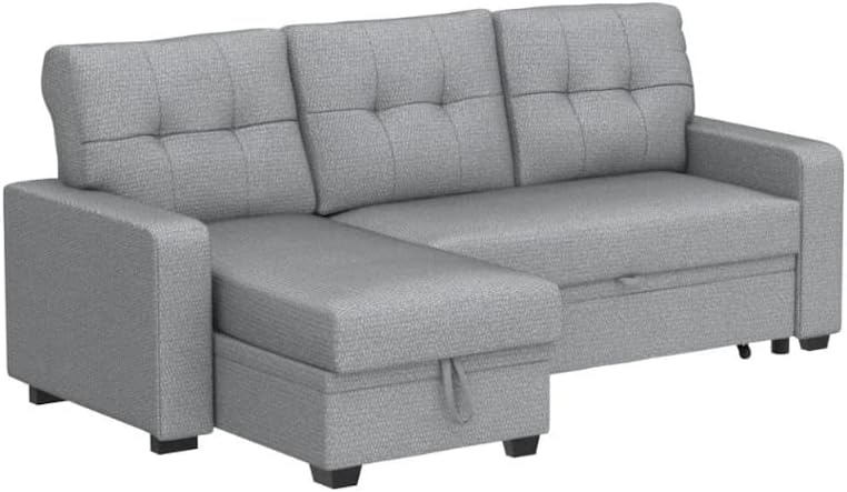Devion Furniture Contemporary Reversible Sectional Sleeper Sectional Sofa with Storage Chaise *incomplete,box 2/3 only*