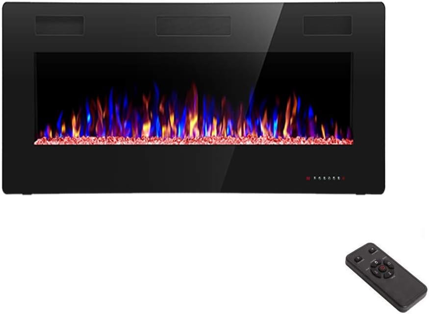 R.W.FLAME 36 inch Recessed and Wall Mounted Electric Fireplace, Ultra Thin ad Low Noise IF-36