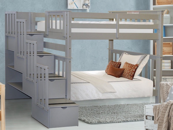 Bunk Beds Tall Twin over Twin Stairway, Gray (incomplete box 2 only)