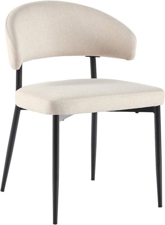 Modern Curved Back upholstered dining chair 2 pack, Ivory ALSD1EIV
