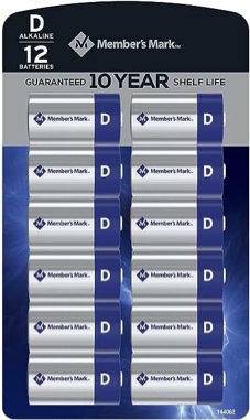 Member's Mark Alkaline D Batteries, 12 Pack