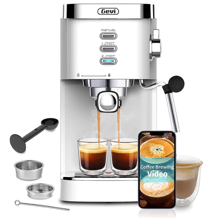 Gevi Espresso and Cappuccino Maker with Milk Frother