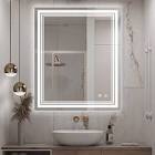 IOWVOE LED Bathroom Mirror 36 x 30 Inch with Backlight, Wall Mounted Lighted Vanity Mirror with Anti-Fog, 3 Colors, Memory Function (Horizontal/Vertical)