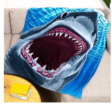 Dawhud Direct Great White Shark Fleece Blanket for Bed 75" x 90" Queen Size Jaws Fleece Throw Blanket for Boys, Men, Unisex and Kids Super Soft Plush Shark Blanket Throw Ocean Fleece Blanket