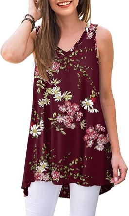 Size: XL  Women's Summer Sleeveless Tunic Tops to Wear with Leggings V-Neck T-Shirt Flowy Tank Top Casual Loose Blouse Shirt
