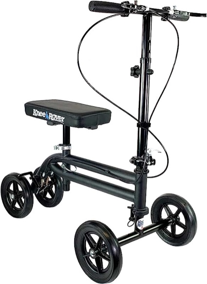 KneeRover Economy Knee Scooter Steerable Knee Walker Crutch Alternative with DUAL BRAKING SYSTEM in Matte Black