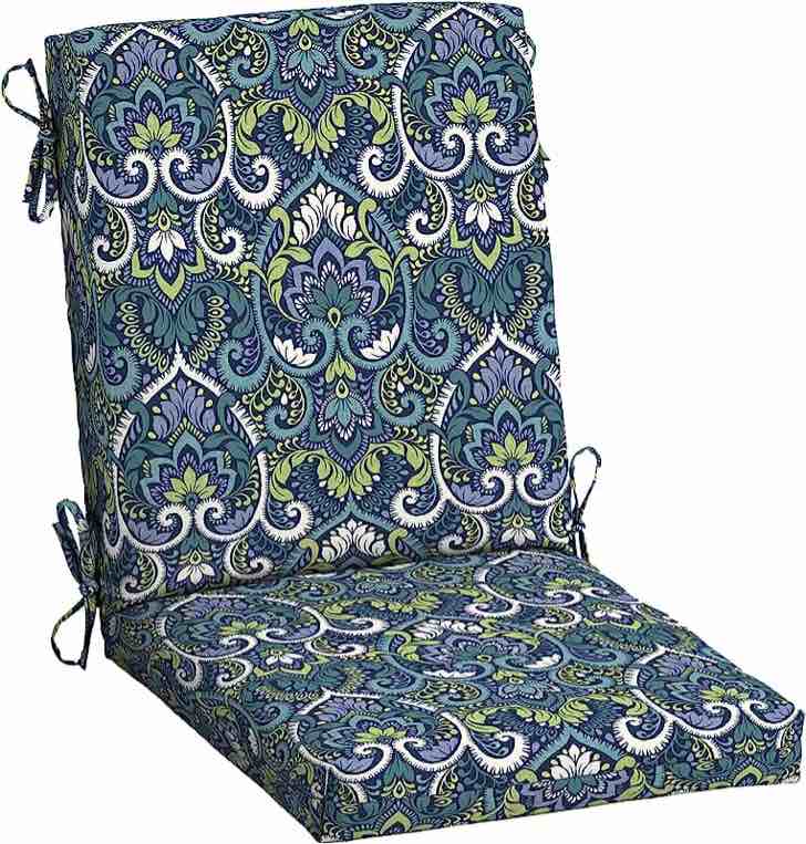 Arden Selections Outdoor Dining Chair Cushion 20 x 20, Sapphire Aurora Blue Damask