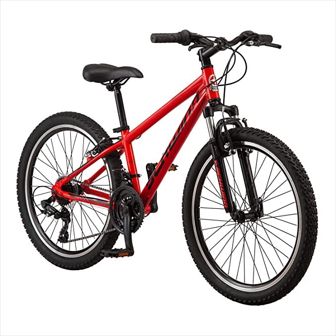 Schwinn High Timber Youth/Adult Mountain Bike, Aluminum and Steel Frame Options, Schwinn High Timber Youth/Adult Mountain Bike for Men and Women, Aluminum and Steel Frame Options, 7-21 Speeds Options, 24-29-Inch Wheels 7-21 Speeds Options, 24-29-Inch Wheels, Red