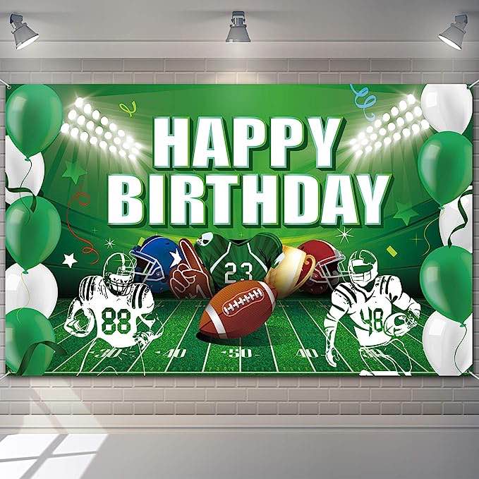 Football Birthday Party Backdrop Decorations Football Birthday Banner Super Football Bowl Game Day Sports Fan Supplies Football Themed Boy Birthday Party Favors Photo Booth Props Wall Hanging100 pcs