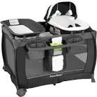 Pamo Babe Deluxe Nursery Center, Foldable Playard for Baby & Toddler, Bassinet, Mattress, Changing Table for Newborn(Black)