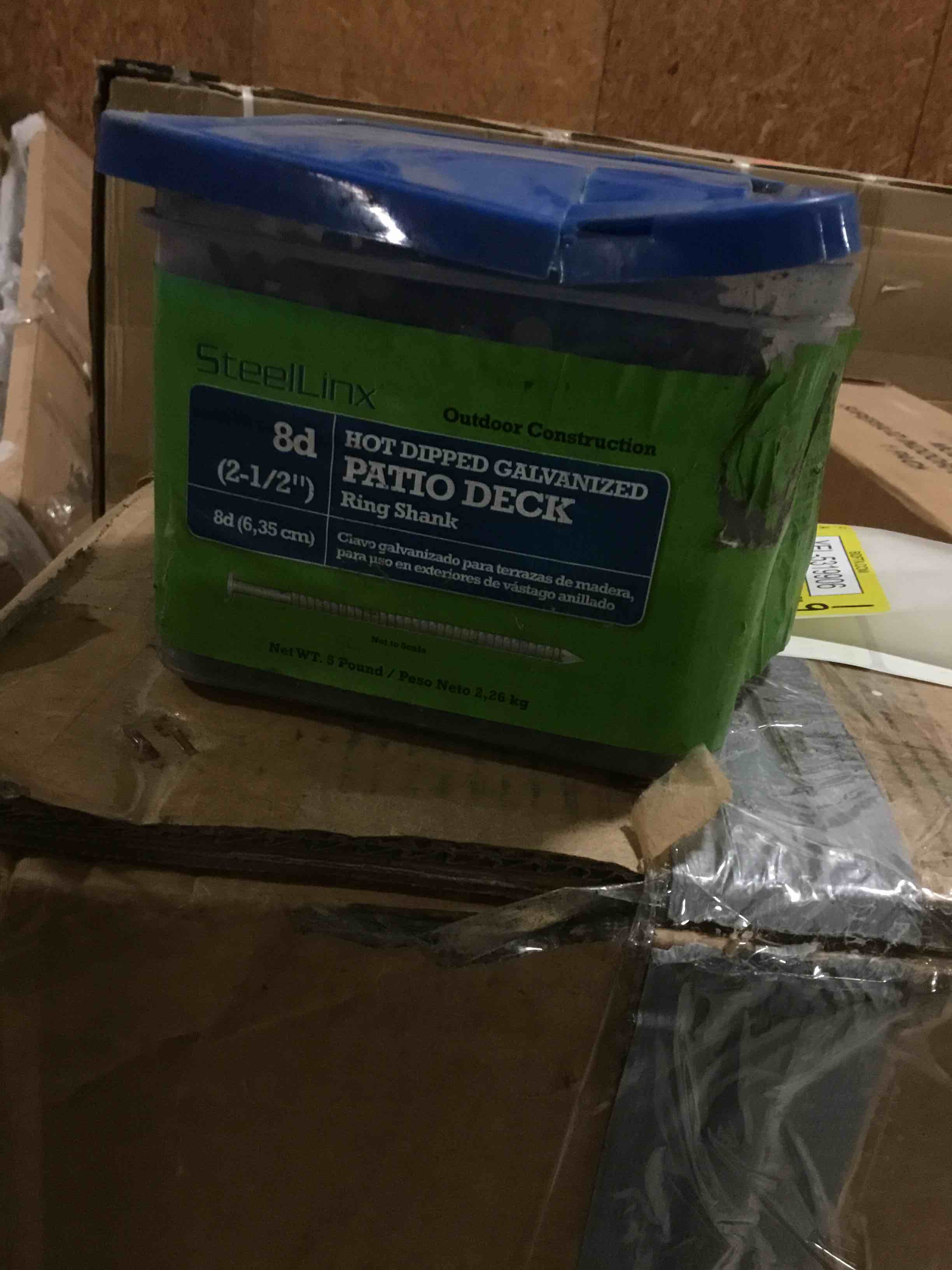 PALLET OF Fas-n-Tite 2-1/2-in Galvanized Steel Ring Deck Nails (90 boxes 5 pounds per box)