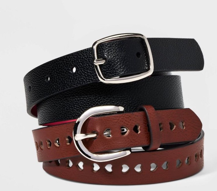 Girls' 2pk Hearts Perf Belt - Cat & Jack M, Multicolored