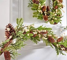wicker park 6’ unlit berry & pinecone garland white berries