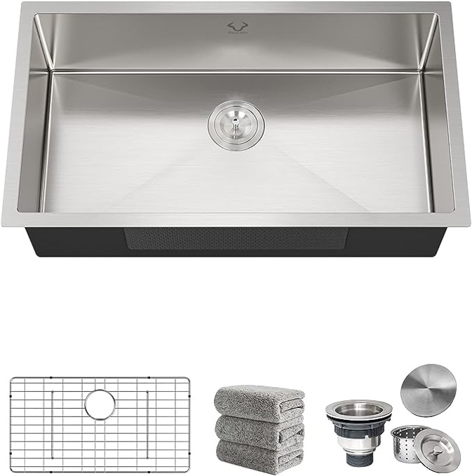 32" x 18" x 9" Undermount Kitchen Sink with Accessories Stainless Steel Sink 16 Gauge Single Bowl