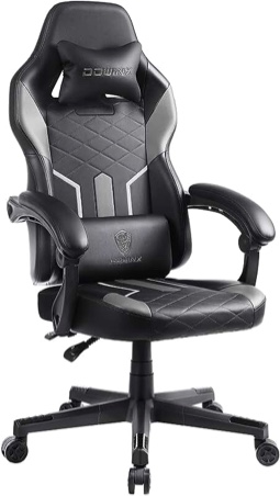 AA Products Gaming Chair High Back Ergonomic Computer Racing Chair Adjustable Office Chair with Footrest, Lumbar Support Swivel Chair - Grey