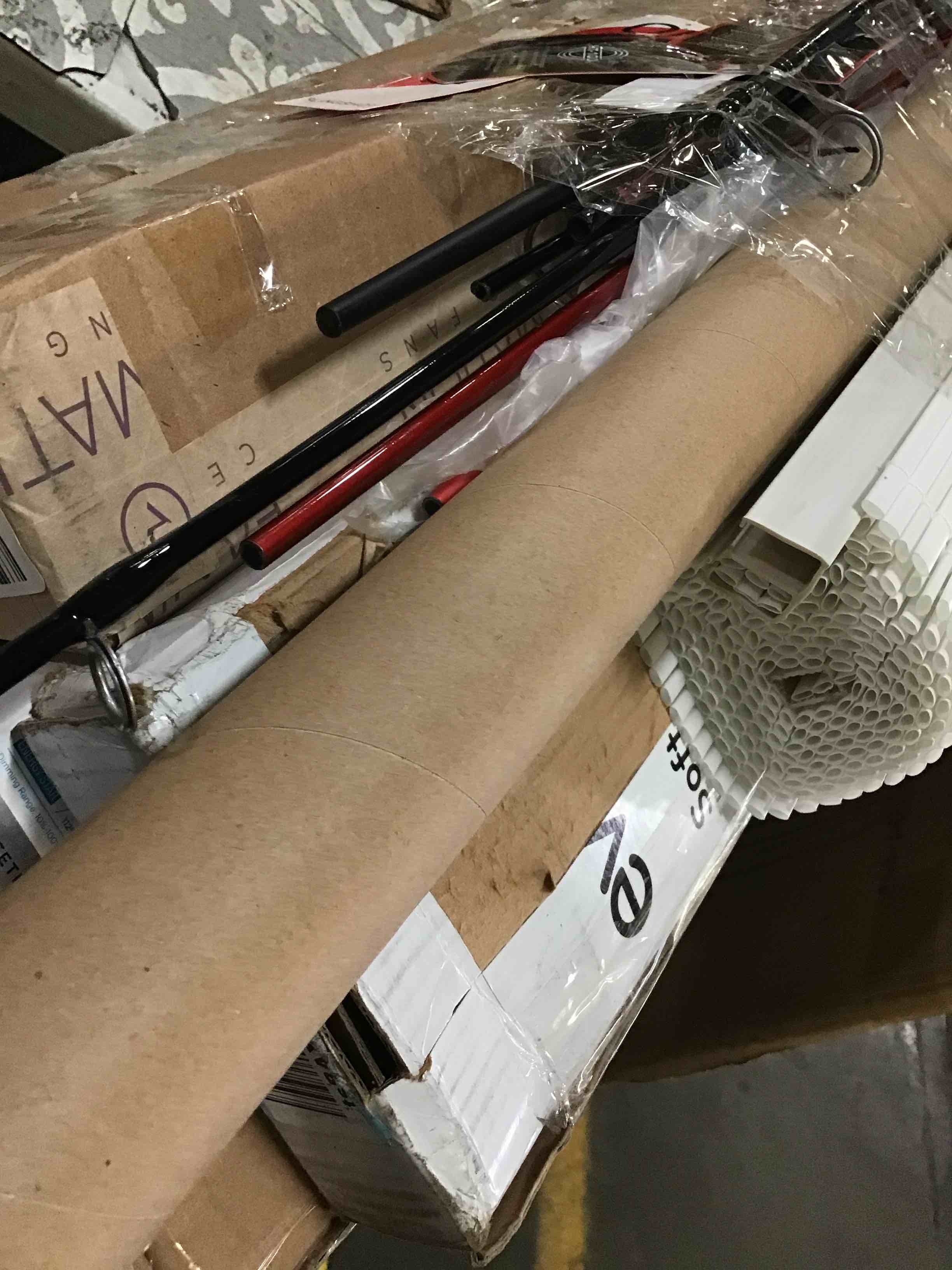 assorted fishing pole,toilet seat,curtain rods and more 