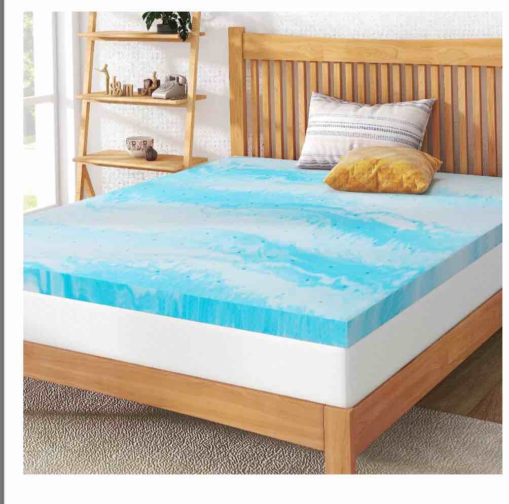 MUUEGM Mattress Topper Full 3 inch, Memory Foam Topper in A Box, Bed Topper Gel Memory Foam for Pressure Relief, CertiPUR-US Certified Made in USA,Medium-Firm,Blue