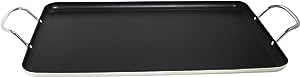 Imusa USA Nonstick Stovetop Double Burner Griddle with Metal Handles, 17-Inch, Black