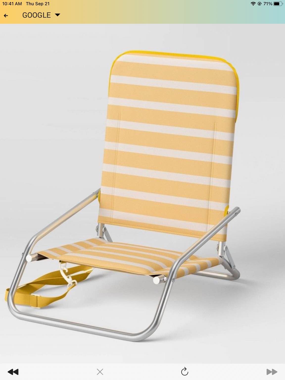 THRESHOLD CUSHIONED SAND CHAIR WITH CARRY STRAP YELLOW THRESHOLD CONNECTICUT POST MALL