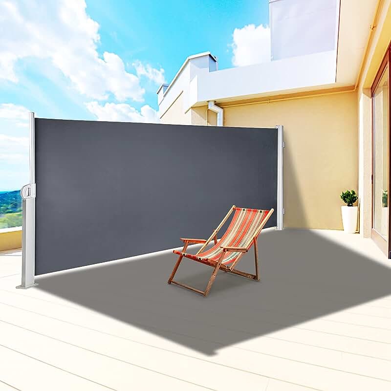 VEVOR Retractable Side Awning, 71''118'' Full Aluminum Rust-Proof Outdoor Privacy Screen, Folding Room Divider Fence & Wind Screen for Patio Sun Shade, Backyard, Balcony, Roof Terraces and Pools, Grey