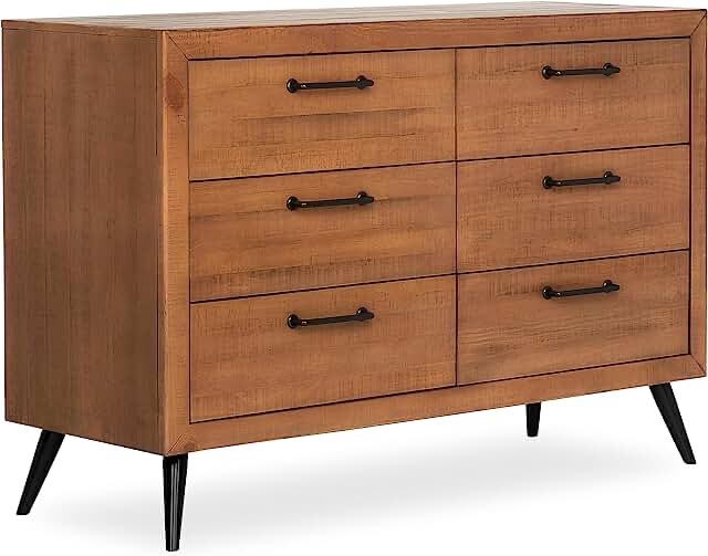 Evolur Stilnovo Mid Century Double Dresser, Sugar Cane (928-SC) , 52x18x35 Inch (Pack of 1)
