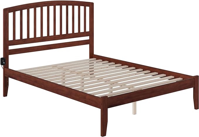 Atlantic Furniture Richmond Platform Bed with Open Foot Board, Full, Walnut (incomplete) (bed frame only)