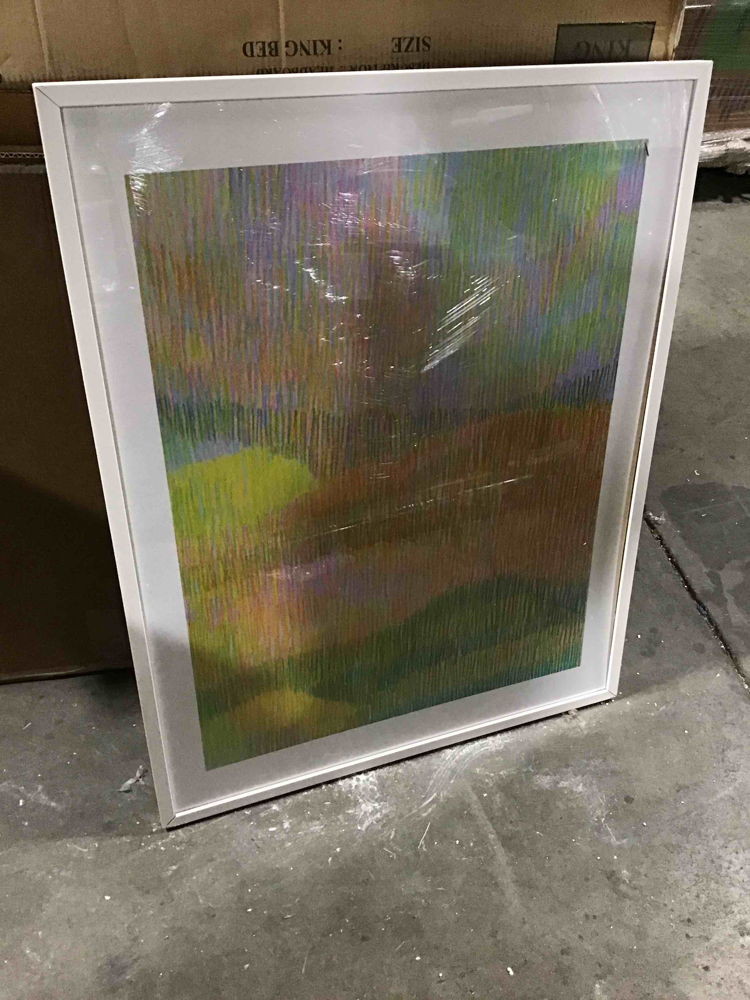 (unknown) white 38” x 30” wall hanging panting