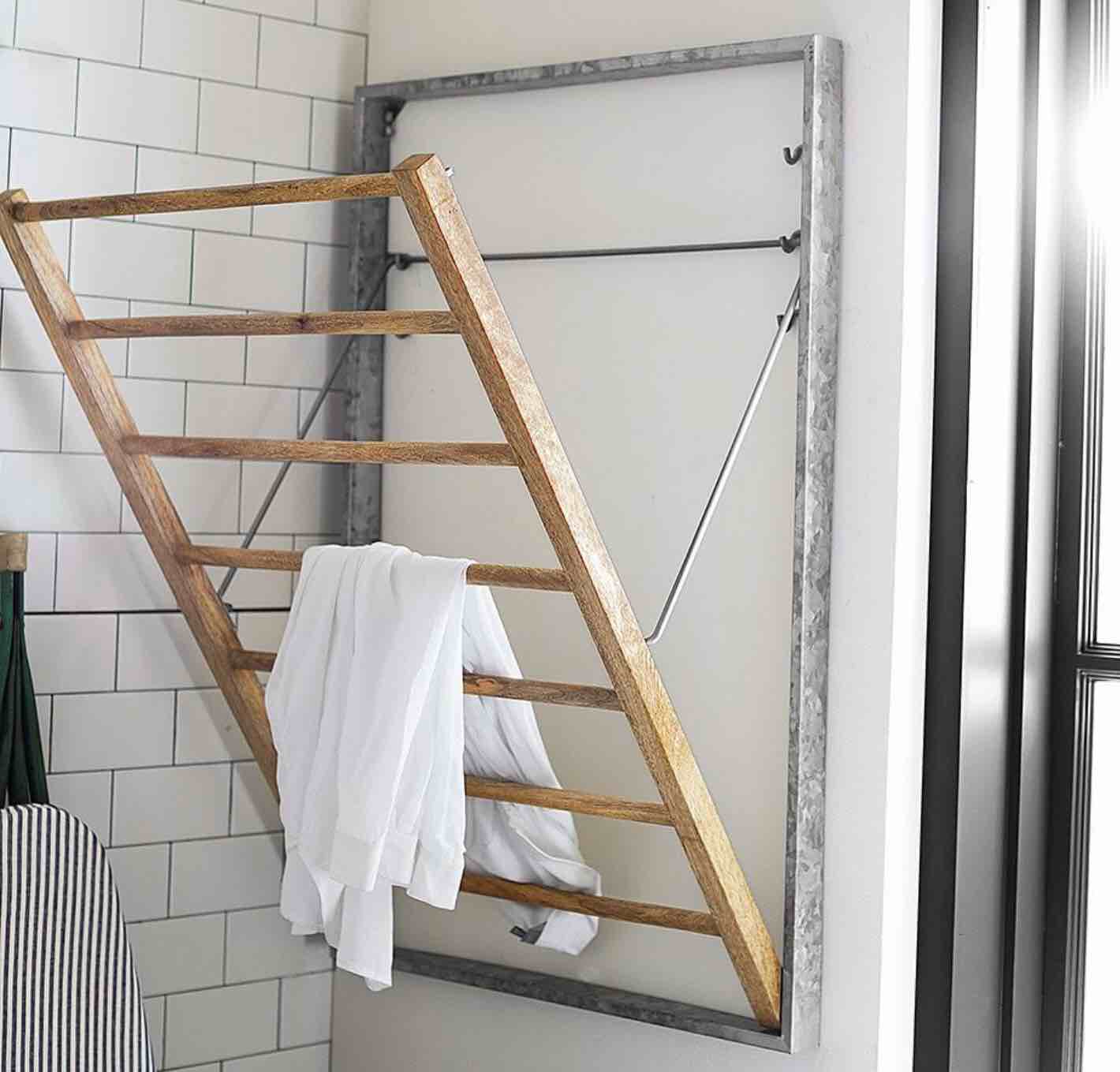 PotteryBarn Galvanized Wall-Mount Laundry Drying Rack