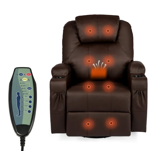 Danrelax Faux Leather Recliner, Brown (incomplete) (box 1 of 2 only)