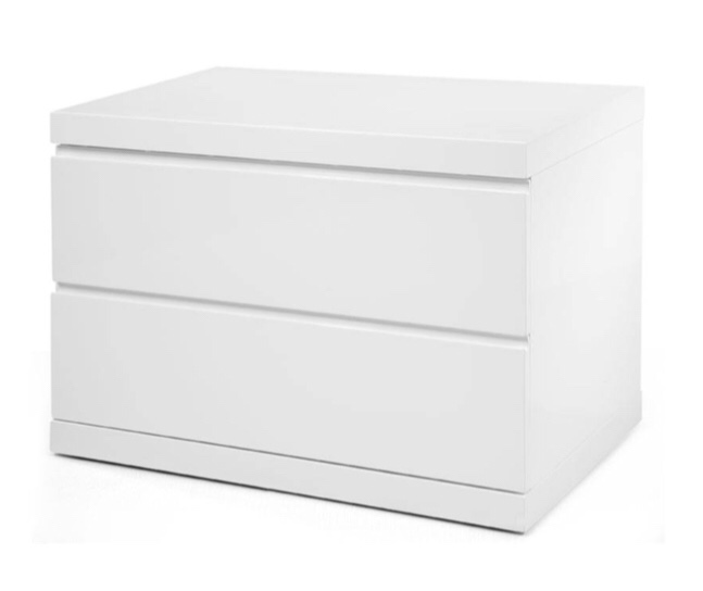 Anna Night Stand Large High Gloss White Self Close Runners - Whiteline Modern Living NS1207L-WHT