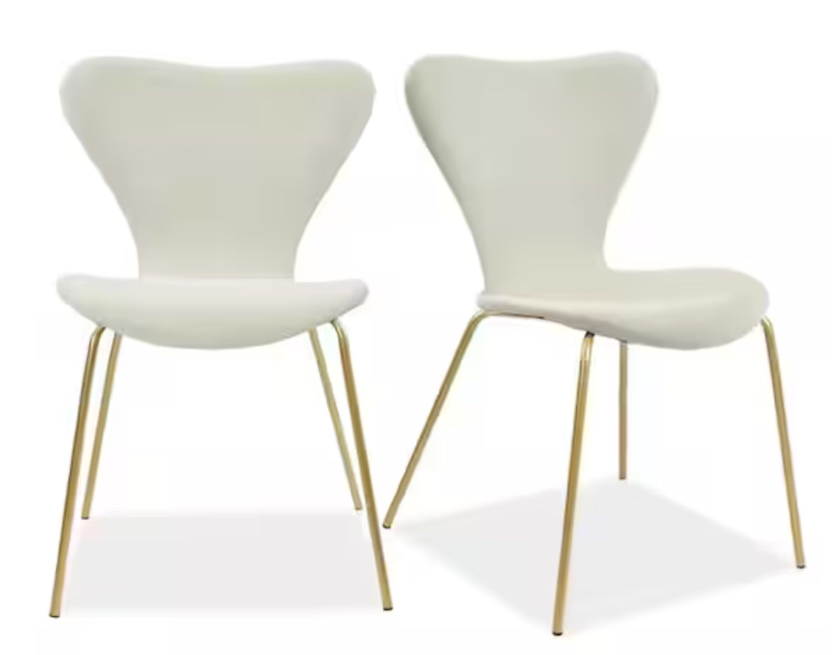 Elevens Flavia Beige Velvet Dinning Chair (Set of 4)