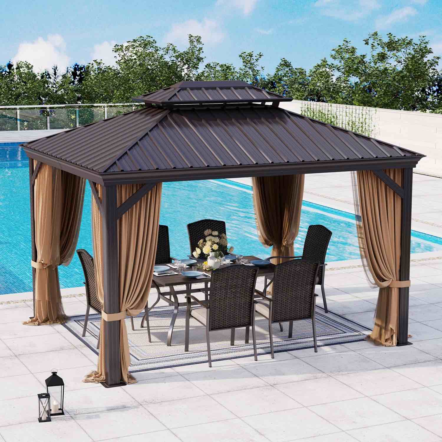 10x12 galvanized steel hardtop and aluminum frame gazebo(Incomplete box 1/5)