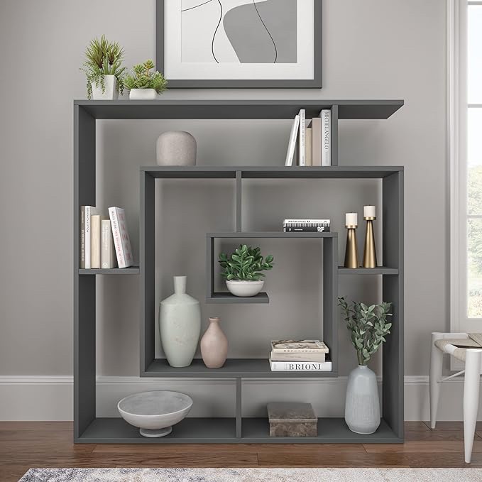 Ada Home Décor Briscoe Bookcase, 49'' x 51'' x 8.5'', Anthracite